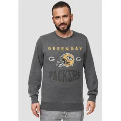 Sweatshirt RECOVERED "Green Bay Packers", Herren, Gr. M, grau, 100% Baumwolle, bedruckt, casual, Rundhals, Langarm, Sweatshirts, für alle Green Bay Packers-Fans