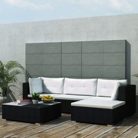 SECOLI Gartenlounge Outdoor Garten Sofa Outdoor Polyrattan Lounge Lougenset möbel Garten Balkon Lounge Terassenmöbel außen Terrassenmöbel Ecksofa-Schwarz-5-tlg-2