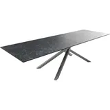 DeLife Esstisch Edge 300x100cm Keramik Laminam®Nero Greco Anthrazit Kreuzgestell Rechteck Edelstahl,