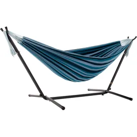 Vivere Doppel Baumwolle Hängematte mit Hängemattengestell 250 cm, Blue Lagoon