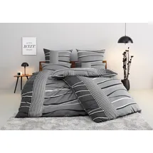 MY HOME Bettwäsche MY HOME "Renu in Gr. 135x200 oder 155x220 cm", grau, B/L: 155cm x 220cm, 1 Stk., 1 Stk., Biber, B/L: 80cm x 80cm, 2 Stk.