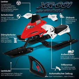 Kesser KESSER® Lenkschlitten mit 2 Fußbremsen Automatisches Zugseil Federung Kufenlenkung Bob Kinderschlitten Rodel Schlitten Skiboblenkschlitten