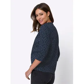 Classic Basics 3/4-Arm-Shirt CLASSIC BASICS "3/4-Arm-Shirt", Damen, Gr. 52, blau (dunkelblau, schwarz, bedruckt), 100% Baumwolle, gemustert, Rundhals, Shirts 3/4-Arm-Shirt