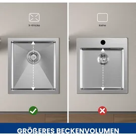 CECIPA Edelstahl Einbauspüle Küchenspüle Rechteck Spülbecken 40X44cm Eckig Spüle mit Abtropffläche - Silber