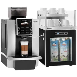 Bartscher 190091 Milchkühlschrank-Tassenwärmer-Kombi (537 mm hoch, Schwarz/Silber)