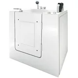 AcquaVapore Whirlpool-Badewanne Sitzwanne Whirlpool Badewanne mit Tür S02WP-A-R 78x100cm, (1-tlg), mit Ablaufgarnitur weiß