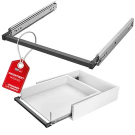 SOTech VarioSlide Pat. Schubladenschienen KV2-100-H53-300 EH 300 mm bis 100 kg Einhandverriegelung Schwarz für Schubladen ohne Front bis 600 mm Breite, Caravan,