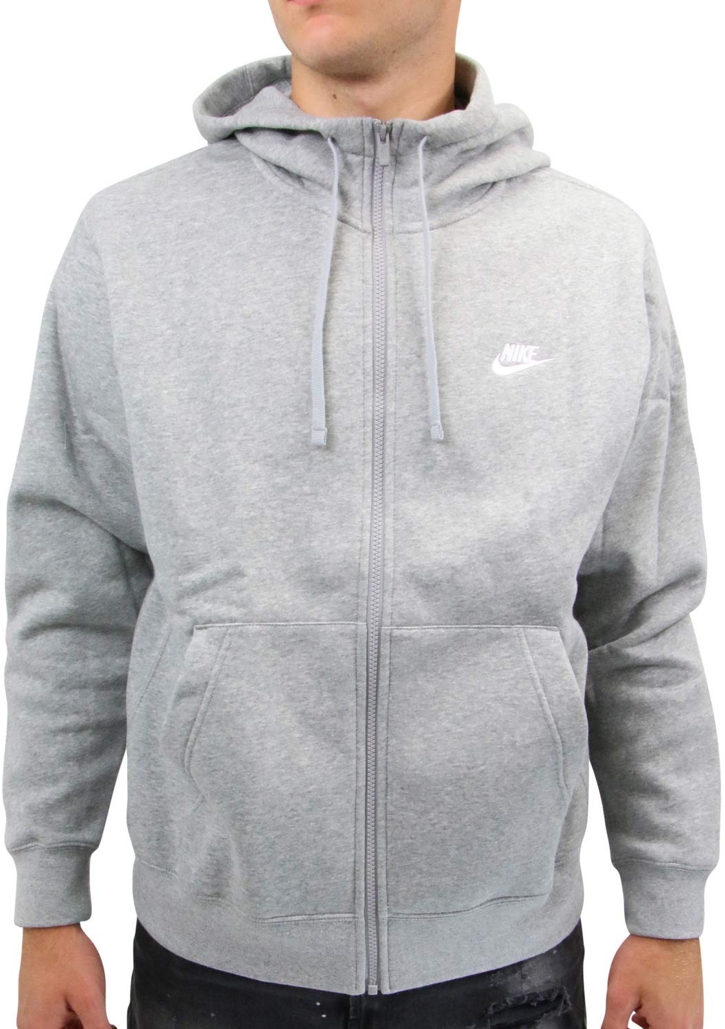 Nike Herren M Nsw Club Fz Bb Hoodie Und Rei verschluss Sweatshirt, Dk Grey Heather/Matte Silver/W, L EU