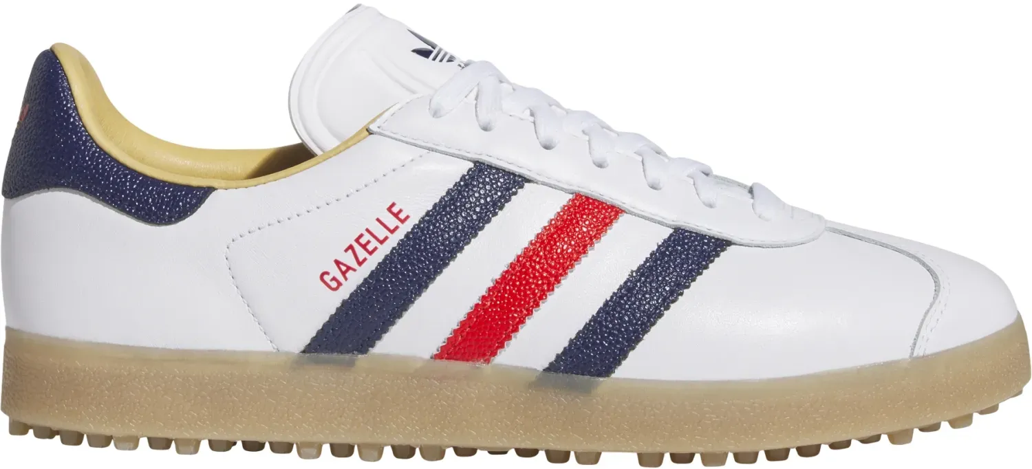 adidas Golf Originals Golfschuhe Unisex Gazelle, weiß/dunkelblau/rot