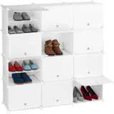 Relaxdays Schuhschrank 125 x 125 x 32 cm 24 Fächer weiß