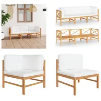 vidaXL 3 Sitzer Gartensofa mit Creme Kissen Massivholz Teak - Gartensofa - Gartensofas - Holzsofa - Holzsofas - Beige