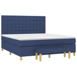 vidaXL Boxspringbett mit Matratze Blau 160x200 cm Stoff