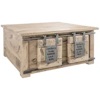 Massivmoebel24 Truhe Mango 90x90x45 whitewash lackiert RAILWAY #364 -