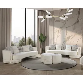 JVMöbel Wohnzimmer 2x 3-Sitzer Sofas Luxuriöse weiß Polster Couchen Sitzmöbel