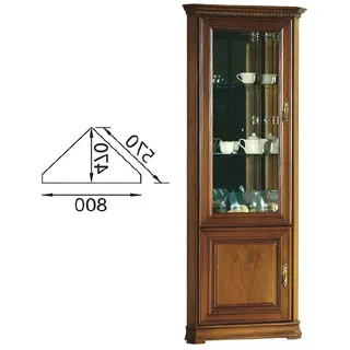 Xlmoebel Eckvitrine Traditioneller Sammlervitrinenschrank Eckschrank aus Massivholz (Klassischer Vitrine Vitrinenschrank Vitrinen - Model R-WN) Hergestellt in Europa braun