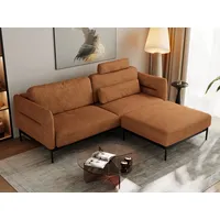 MKS MÖBEL Ecksofa SALENTO, Set, Komfortschaum, mobile Kopfstütze, Lose Kissen, Ecksofa L-Form, Puff, Taschenfedern, Metallstruktur, Schlafsofa orange