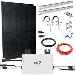 FOX ESS Balkonkraftwerk 0% MwSt §12 III UstG mit 860W Solarpanel, Fassaden-Halte...