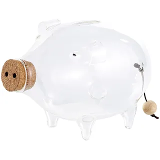 Carlo Milano Sparschwein groß: Deko XL Sparschwein aus Glas, 21 cm (Spardose groß Glas, Geburtstag)