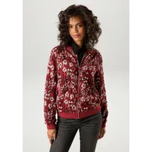 Aniston CASUAL Blouson mit kunstvollem Blumenmuster - jedes Teil ein Unikat Gr. 42, weinrot-wollweiß-rot-schwarz, , 95057555-42