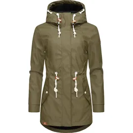 Ragwear Damen, gefütterter Regenmantel wasserdichte Lange Regenjacke mit Kapuze Monadis Rainy Intl. Olive Gr. XXL - XXL