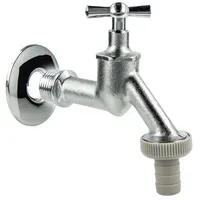 Tecuro Auslaufventil 1/2 Zoll, Knebeloberteil, Schlauchtülle, Wandrosette - Messing