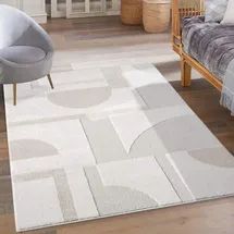 Carpet City "LOUNGE 9992", beige Creme B:160cm H:15mm L:230cm, Obermaterial: 100% Polyester, Teppiche, Teppich, Kurzflor-Teppich Modern, Hoch-Tief-Struktur, Wohnzimmer, Schlafzimmer