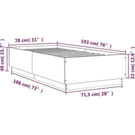 vidaXL Bettgestell 75 x 190 cm Weiß