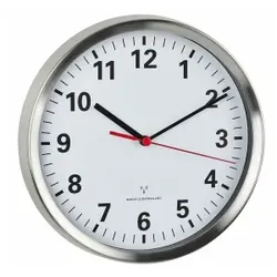 TFA Dostmann Analoge Funk-Wanduhr mit Edelstahl-Rahmen, Wand, Quarzuhr, Rund, Si