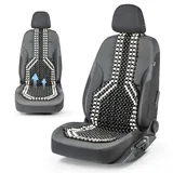Walser CarComfort Sitzauflage aus Holzperlen, Sitzaufleger Holzkugeln, Massage Autositzauflage Holz, Universal Sitzmatte schwarz/weiß