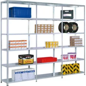 Regalwerk RUDI-Schraubregal 350 Anbauregal HxBxT 2000x870x600 mm verzinkt Winkelprofil