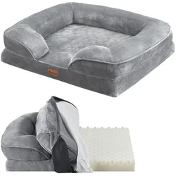Juskys Hundebett Sheena M - 72 x 60 cm - orthopädisch & flauschig - Bezug abnehmbar & waschbar