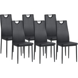 Albatros International Esszimmerstühle SALERNO 6er Set, Schwarz- Edles Italienisches Design, Polsterstuhl mit Kunstleder-Bezug, Modern, Stilvoll am Esstisch