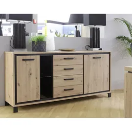 Forte Sideboard Trondheim 177,4 x 81,3 x 41,5 cm Schwarz / Artisan Eiche