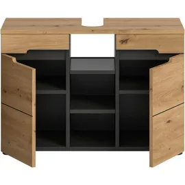 xonox.home Waschbeckenunterschrank Canu 80 x 55 x 34 cm Eiche/Grau