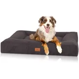 Knuffelwuff orthopädisches Hundebett aus kuscheligem Velours mit Handwebcharakter Sofia 80x60cm Schwarz - Abnehmbarer Bezug - waschbar - für große, mittelgroße und kleine Hunde