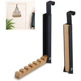 Türgarderobe klappbar, 2 Stück Türhaken Klappbar, Folding Hook, Kleiderbügel für 6 Kleiderbügel, Türhaken zum Einhängen, Klapphaken für 2 cm Türfalz, Schwarz