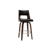 miliboo Vintage-Barhocker Schwarz und dunkles Holz GARBO