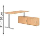 Hammerbacher Schreibtisch XMST, 29399, buche, mit Sideboard, elektrisch verstellbar, 180 x 160cm