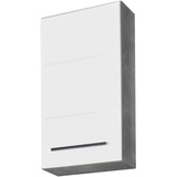 trendteam Nano weiß Beton Stone/Weiß Hochglanz - Badschrank hängend mit 2 Fächern und 1 Einlegeboden - (BxHxT) 32 x 61 x 21 cm - pflegeleicht und kratzfest