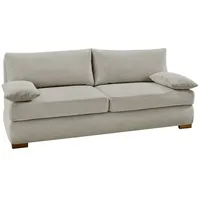 luma-home Schlafsofa 15151, Dauerschläfer mit Bettkasten 201 cm breit, Federkern, Wellenunterfederung, separater Topper, Feincord Beige beige|braun