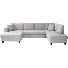 trends by hg Wohnlandschaft Polyester U-Form 3-Sitzer Beige