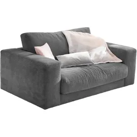KAWOLA Doppelsessel MADELINE Cord 170 x 86 x 127 cm Grau mit Kissen und Rollen
