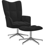 vidaXL Relaxsessel mit Hocker Schwarz Samt