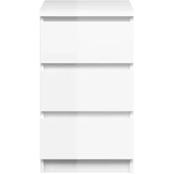 Nada Kommode schmal 3 Schubladen weiss hochglanz.