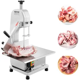 Vevor Kommerzielle elektrische Fleischbandsäge Knochenschneidemaschine, 650 W Tisch-Knochensäge, 315 x 460 mm Werkbank, Gefrierfleischschneider für Schweinefleisch Rindfleisch Silber
