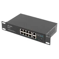 LANBERG Switch 8X 100MB PoE+/2x1Gb unmanag. 10/19'' 120W