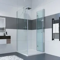 IMPTS Duschabtrennung 100x100cm Eckeinstieg Duschtür Falttürkabine 5mm ESG-Glas 180°Drehfalttür