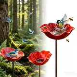 Metall Bienentränke Gartenstecker,Dekorative Vogeltränke Blume,Insektentränke Gartens Für Bienens Schmetterlingstränke,Gartendeko Für Draußen (2PCS)