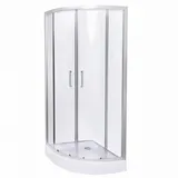 Belvit Eck-Duschkabine Viertelkreis mit Schiebetür 80 x 200 cm Silber Klarglas