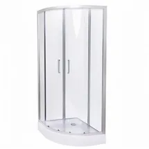 Belvit Eck-Duschkabine Viertelkreis mit Schiebetür 80 x 200 cm Silber Klarglas